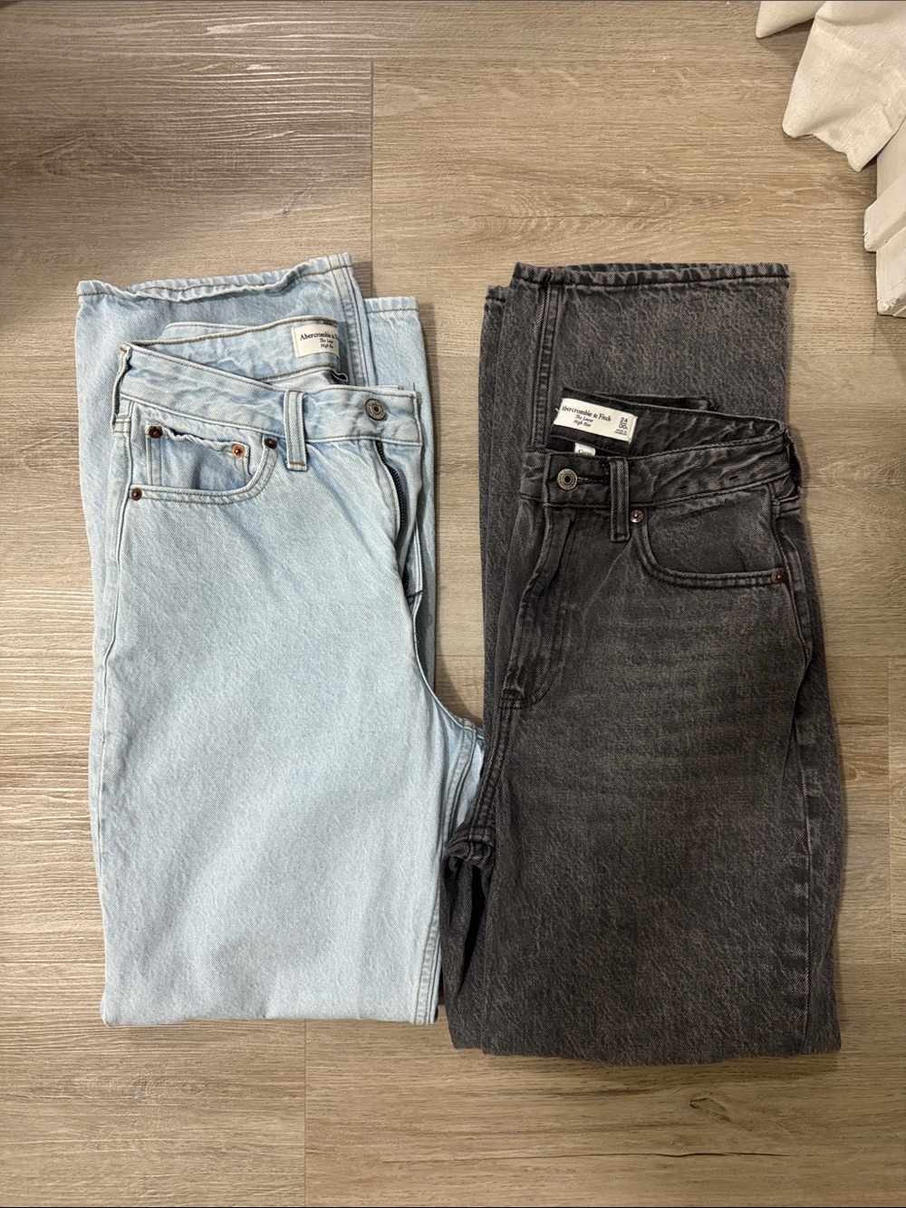 Abercrombie & Fitch Women's High-Rise Jeans — Light Blue & Charcoal